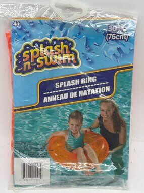 Splash N Swim 30-Inch (76cm) Inflatable Orange Splash Ring For Ages 4+